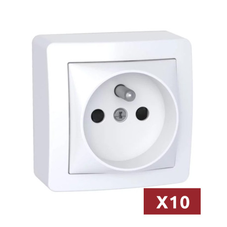 Pack de 10 prises de courant 2P+T - Alréa - Blanc - Schneider Electric