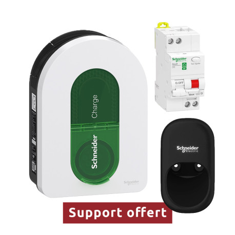 Starter Pack Schneider Charge - Borne de recharge Schneider Electric + Disjoncteur différentiel + Support de câble
