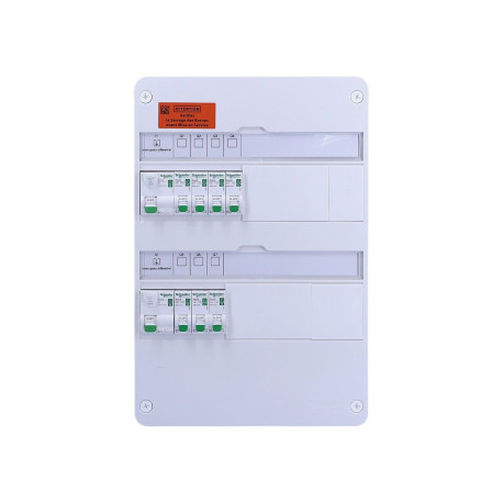 Tableau électrique pré-équipé Resi9 XE - 2 rangées - 2ID - 40A - 7 disjoncteurs - 13 modules