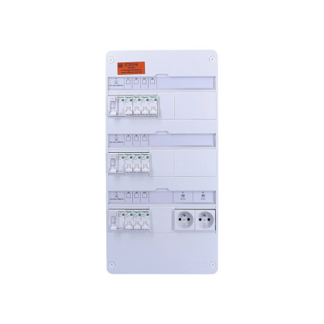 Tableau électrique pré-équipé Resi9 XP - 3 rangées - 3ID - 40A - 2 prises - 10 disjoncteurs - 13 modules