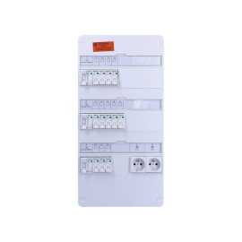 Tableau électrique pré-équipé Resi9 XP - 3 rangées - 3ID - 63A - 2 prises - 12 disjoncteurs - 13 modules