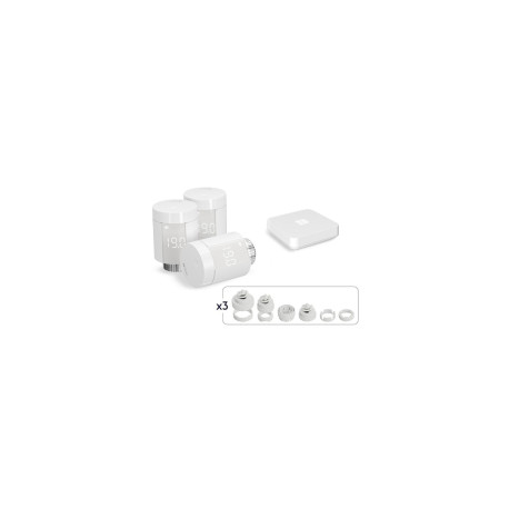 Pack de 3 têtes thermostatiques intelligentes + adaptateur + 1 box maison connectée Tydom Home