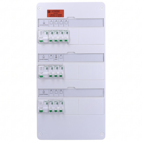 Tableau électrique pré-équipé Resi9 XE - 3 rangées - 3ID - 40A - 10 disjoncteurs - 13 modules