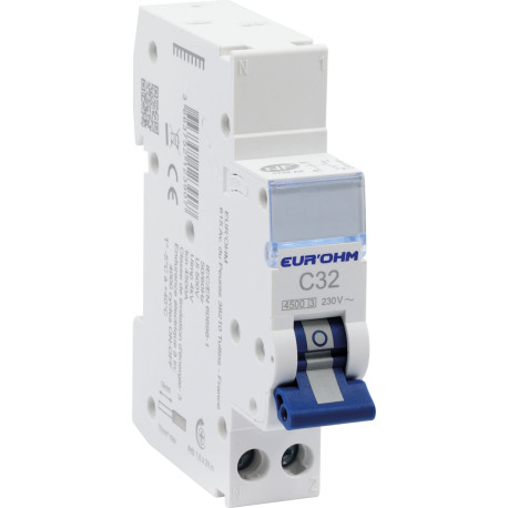 Lot de 10 Disjoncteurs divisionnaire 1P+N RxProtect Eur'Ohm - 32A - Courbe C - 4.5kA - Connexions auto/vis