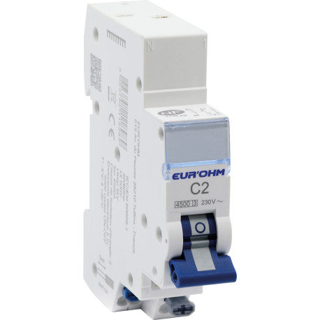 Lot de 10 Disjoncteurs divisionnaire 1P+N RxProtect Eur'Ohm - 2A - Courbe C - 4.5kA - Connexions auto