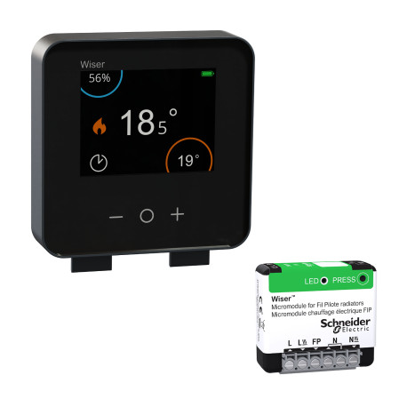 Pack Wiser Chauffage - 1 pièce supplémentaire - Thermostat connecté + Micromodule encastré - ANTHRACITE