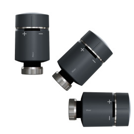 Lot de 3 têtes de vanne thermostatiques connectées - Pack Wiser Chauffage - ANTHRACITE