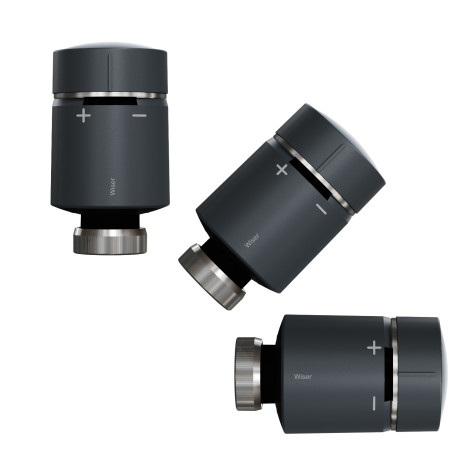 Lot de 3 têtes de vanne thermostatiques connectées - Pack Wiser Chauffage - ANTHRACITE