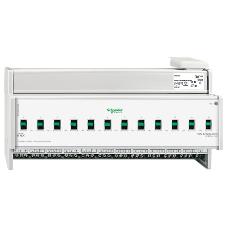 Actionneur de commutation KNX 12 sorties 16A - Commande manuelle