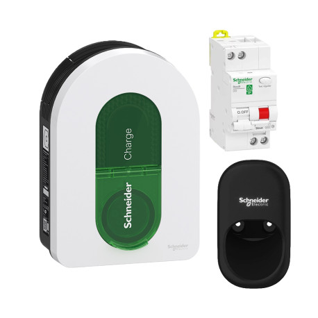 Starter Pack Schneider Charge - Borne de recharge Schneider Electric + Disjoncteur différentiel + Support de câble