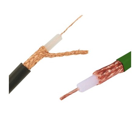 Câble coaxial vidéo KX6 75 OHMS video vert - vendu au mètre