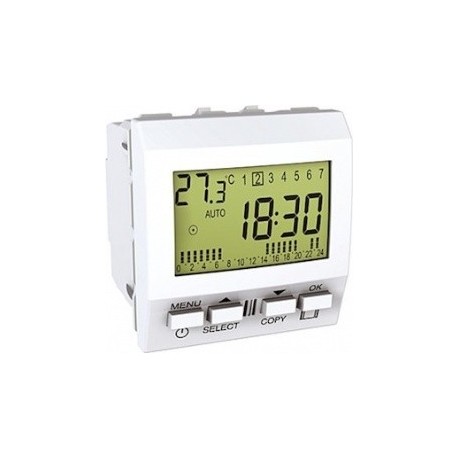 Interrupteur horaire hebdomadaire Unica - 2 modules - Blanc