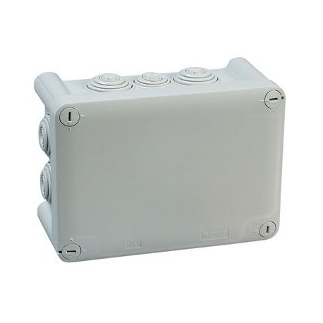 Boite rectangulaire 220x170x86 étanche Plexo gris - 14 embouts - IP55/IK07 - 750°C