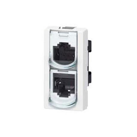 Prise doubleur téléphone/Ethernet 9 contacts - RJ45 - FTP - 1 module - LCS²