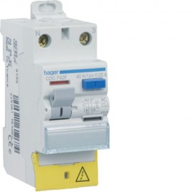 Interrupteur différentiel 1P+N Hager - 40A - 30mA - Type AC - A bornes décalées