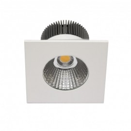 Spot LED encastré 6W 230V carré fixe aluminium blanc mat