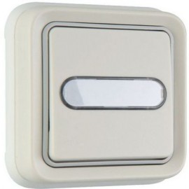 Bouton poussoir inverseur Plexo IP55 - Complet encastré avec porte-étiquettes - Blanc