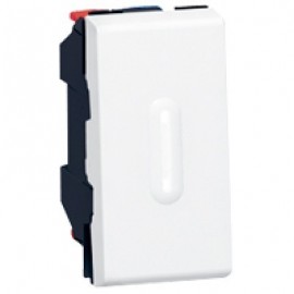 Poussoir inverseur Mosaic à voyant LED 1 module - 6 AX - Blanc