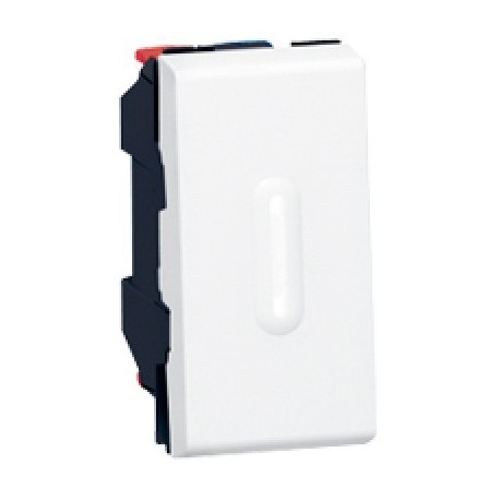 Poussoir inverseur Mosaic à voyant LED 1 module - 6 AX - Blanc