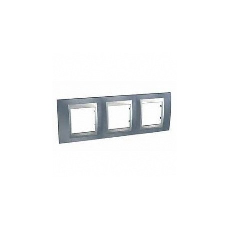 Plaque Unica - Gris métal avec liseré aluminium 6 modules - Horizontale / entraxe 71mm