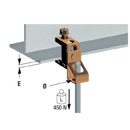 Attache épaisseur ≤ 18 mm E-robur Ø M8 