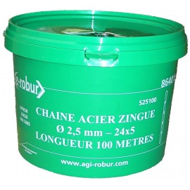 Seaux chaîne acier zingué 2, 5 mm X 100ML
