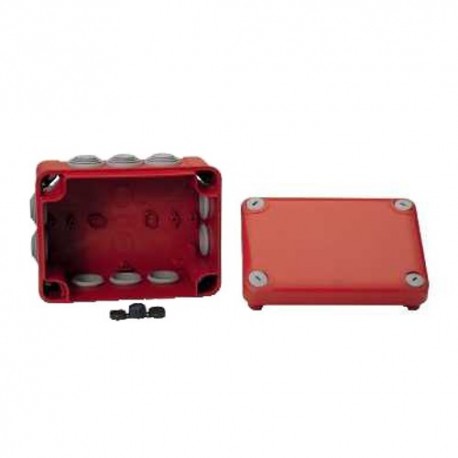 Boite de dérivation à embouts rouge pour circuits de sécurité - Couvercle à vis - 150 x 105 x 80mm