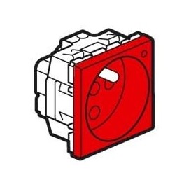 Prise 2P+T Mosaic à détrompage - Rouge antimicrobien avec voyant