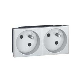 Prise 2P+T Mosaic - Aluminium - Bloc de 2 prises