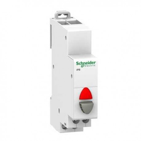 Bouton-poussoir lumineux - 1 NF gris + voyant rouge - 12...48 VCA/VCC - Acti9 - iPB 