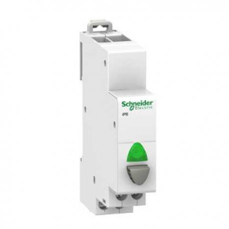 Bouton-poussoir lumineux - 1 NO gris + voyant vert - 12...48 VCA/VCC - Acti9 - iPB 