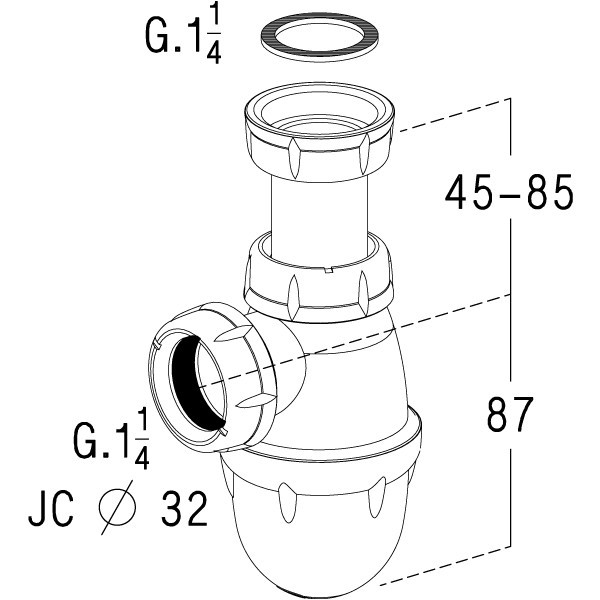 Siphon Chromé Réglable En Hauteur – 11/4 DN32, Pour Lavabo Ou Vasque, Laiton Chromé