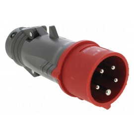 Fiche mobile mâle droite Hypra - 16 A - IP44 - 380v-415v - 3P+N+T - Plastique