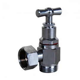 Robinet pour réservoir de WC - Laiton chromé - Équerre mâle-femelle - Presse étoupe