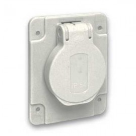 Socle de prise NF 65x85mm - 2P+T 10-16 A - IP54 - connex. arr. - gris