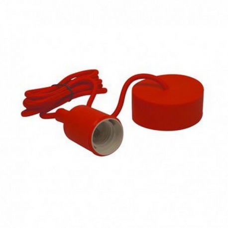 Suspension douille silicone E27 + câble 2 mètres - Rouge