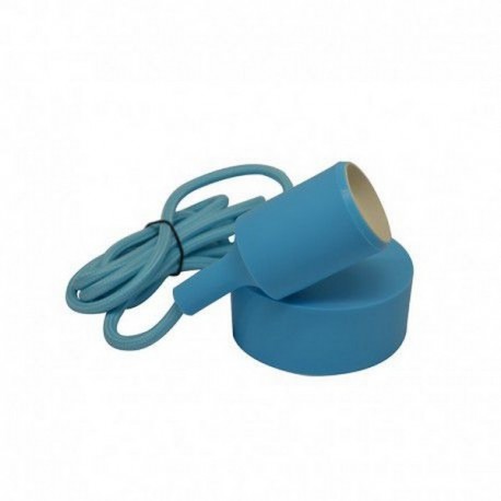 Suspension douille silicone E27 + câble 2 mètres - Bleu