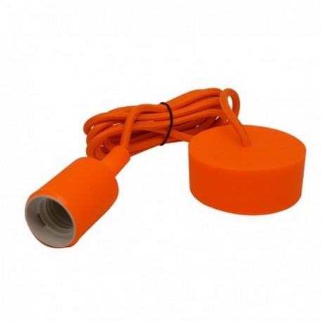 Suspension douille silicone E27 + câble 2 mètres - Orange
