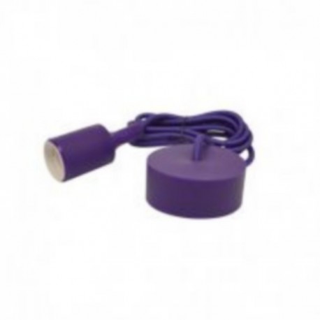 Suspension douille silicone E27 + câble 2 mètres - Violet