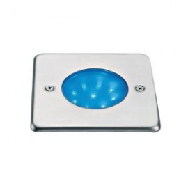 Spot LED encastré pour sol Ego Carré - 1.5W - Bleu - Inox