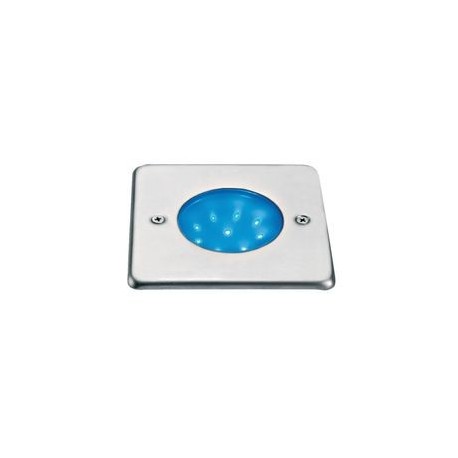 Spot LED encastré pour sol Ego Carré - 1.5W - Bleu - Inox