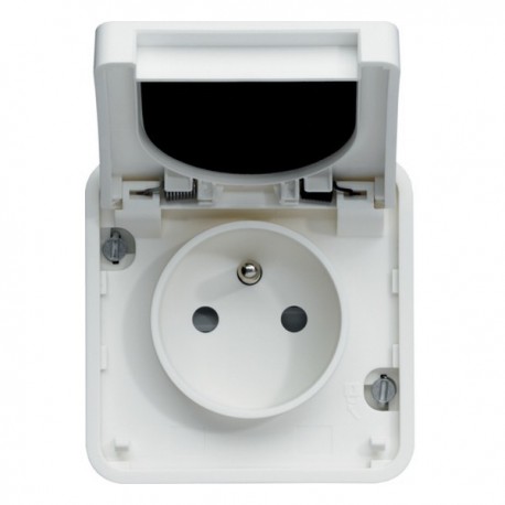 Prise 2P+T Cubyko - composable - IP55 -230V - 16A - blanc