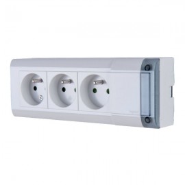 Bloc multiprise d'installation ou fixable - 3x2P+T - 16A - Sans cordon - Blanc