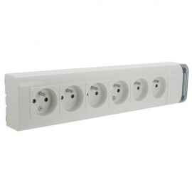 Bloc multiprise d'installation ou fixable - 6x2P+T - 16A - Sans cordon - Blanc