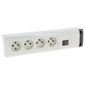 Blocs multiprises d'installation ou fixable - Avec interrupteur à voyant - 4x2P+T - 16A - Sans cordon - Blanc