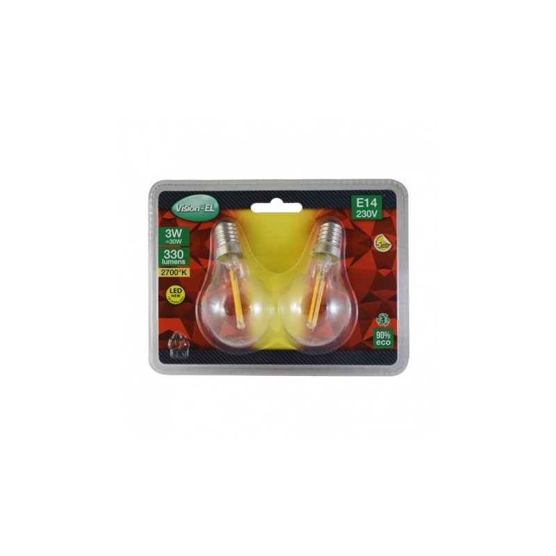 Pack 2 ampoules LED à filament COB E14 3W 2700°K Non dimmable — free download