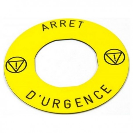 Etiquette circulaire jaune Harmony - Arrêt Urgence - Ø60 - logo EN13850 - pour ZBZ3605