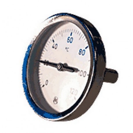 Thermomètre 63 Axial - cadran 0 à 120° - plongeur 45mm - Ø63mm