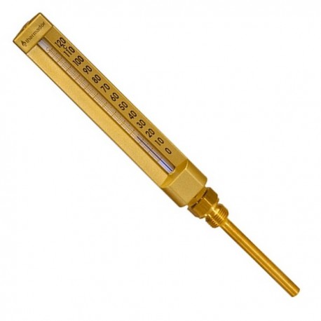 Thermomètre industriel droit - graduation 0 à 120° - plongeur 63mm - 1/2” male
