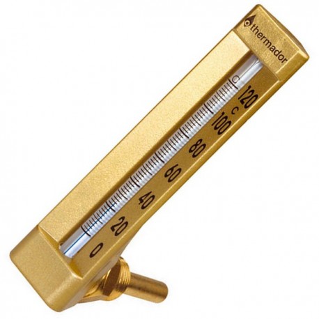 Thermomètre industriel équerre - graduation 0 à 120° - plongeur 63mm - 1/2” male